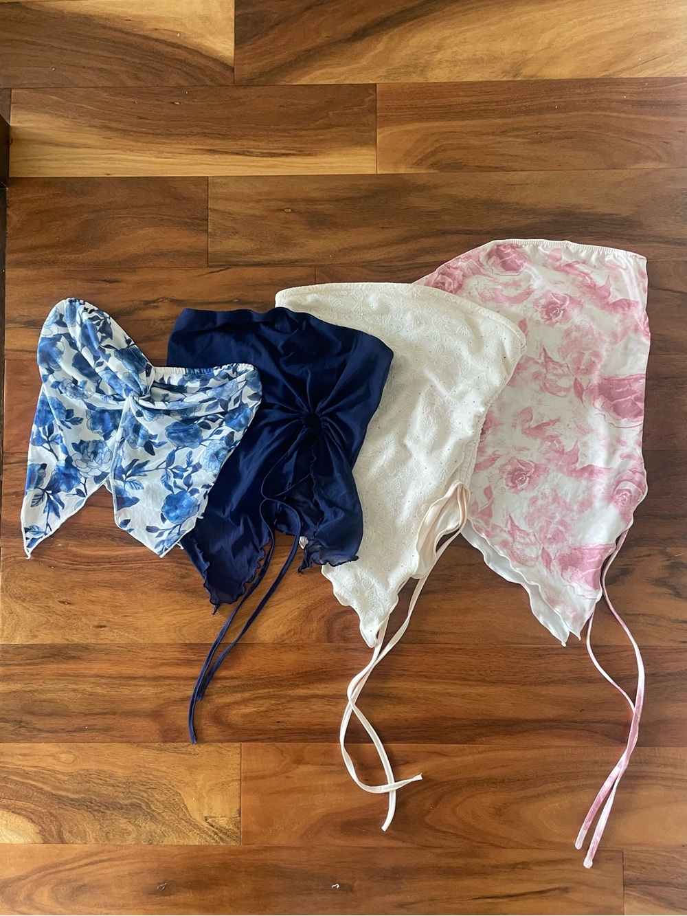 Bundle of 4 SHEIN XS/S Strapless Asymmetrical Summer Tops